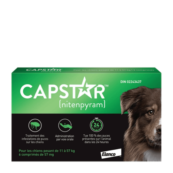 Capstar Traitement antipuces oral pour grands chiens, 11 kg a 57 kg - paquet de 6