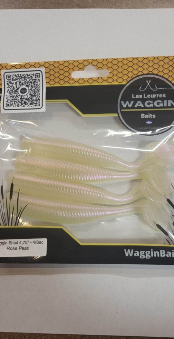 Leurres Waggin ,Waggin Shad 4,75'' (4) - Rose Pearl