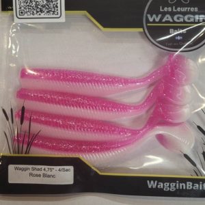 Leurres Waggin ,Waggin Shad 4,75'' (4) - Rose Blanc