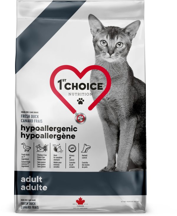 1st Choice Nourriture Pour Chat, Hypoallergène - Canard Sans Grains 1,8kg