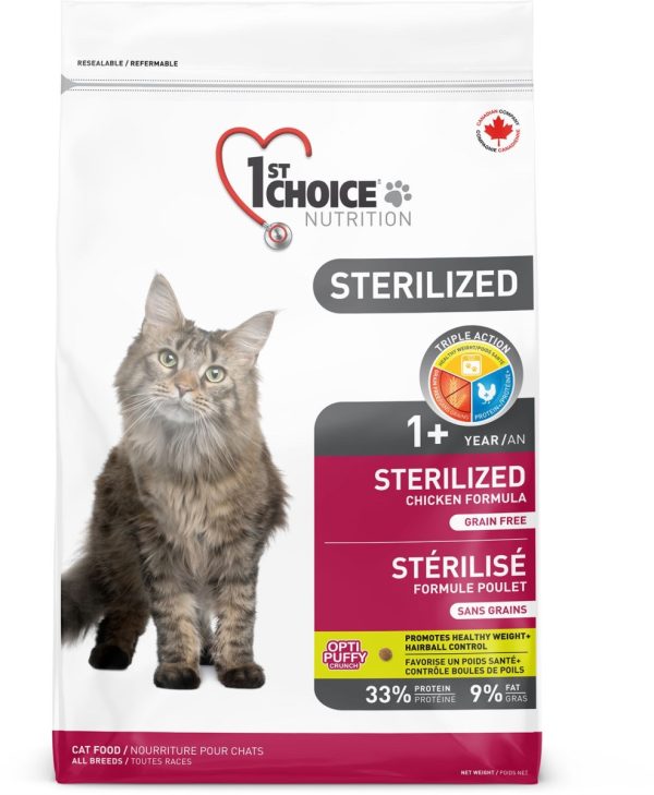 1st Choice Nourriture Pour Chat, Stérilisé - Poulet Sans Grains 2,72kg