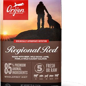 Orijen Rgional Red Pour Chien Toutes Races /Ages – Boeuf/Sanglier/Bison/Agneau/Porc 25 lbs (11.4kg)