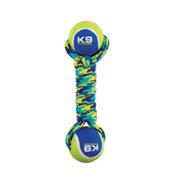 Jouet K9 Fitness Zeus, haltère en corde et en TPR avec deux balles de tennis, 30,5 cm (12 po)