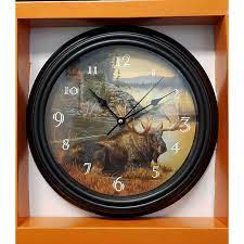 horloge murale 16'' avec paysage orignal