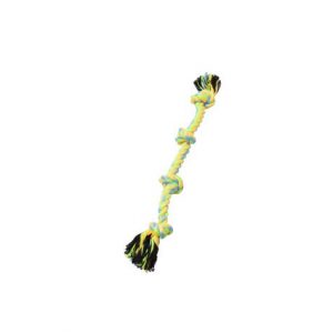 Budz chien jouet corde 4 noeuds vert et jaune 15.5 »